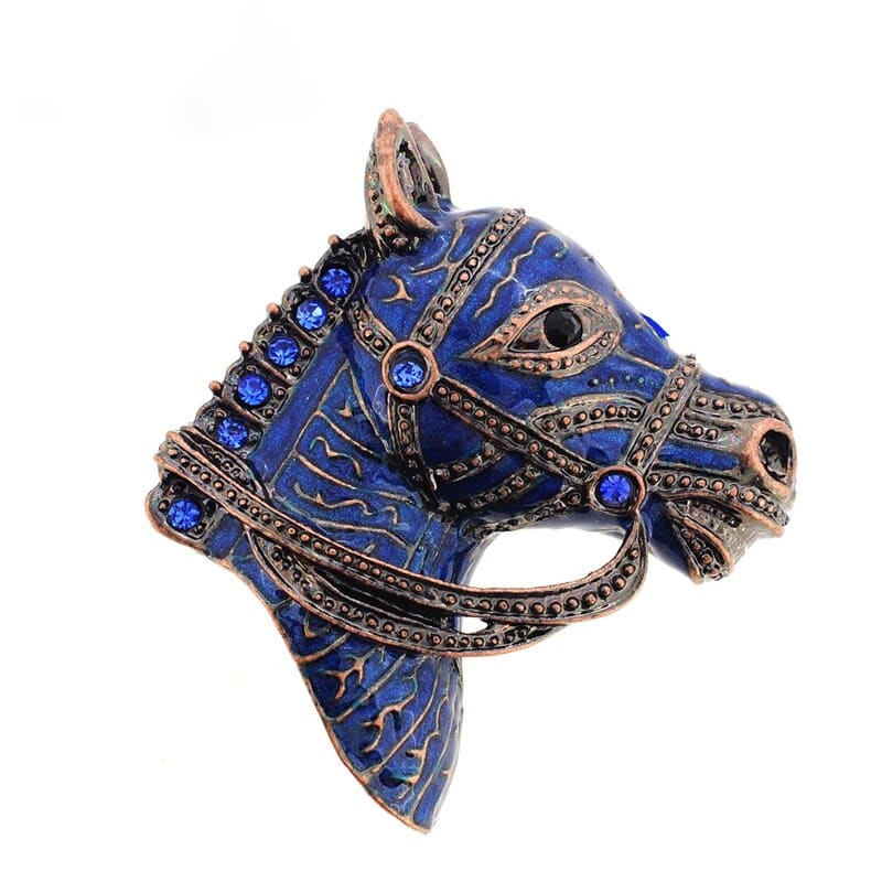Navy blue horse head brooch - Dream Horse
